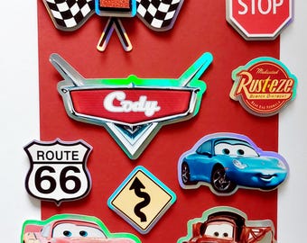 Cars Themed 3D Cake Topper Set Personalised Name Age