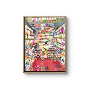 Indian Juti Shop Art Print: Colorful Watercolor Travel Memory of Indian Bazaar