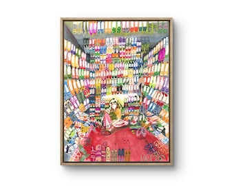Indian Juti Shop Art Print: Colorful Watercolor Travel Memory of Indian Bazaar