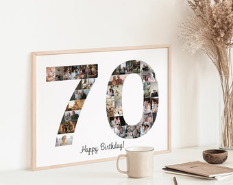 Collage de fotos para el 70 cumpleaños, regalo de 70 cumpleaños para mujeres u hombres, regalo de 70 cumpleaños, decoraciones de 70 cumpleaños, regalo de 70 aniversario