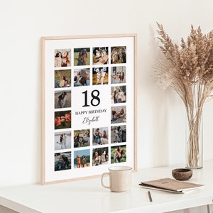 18th Birthday Gift, 18th Birthday Photo Collage, Number Photo Collage, Photo Collage Gift, Gift For Girl Or Boy, 18th Birthday Decorations