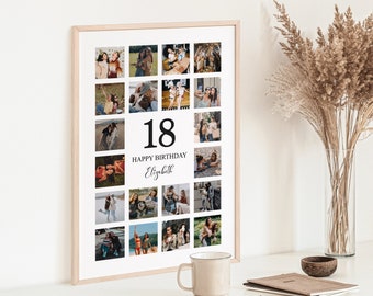 18th Birthday Gift, 18th Birthday Photo Collage, Number Photo Collage, Photo Collage Gift, Gift For Girl Or Boy, 18th Birthday Decorations
