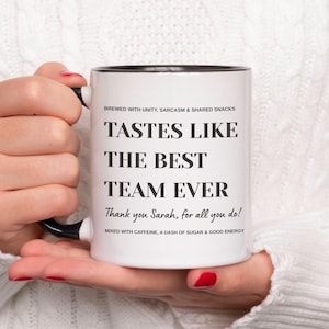 Geschenke für Mitarbeiter Wertschätzung Schüttgut, bestes Team aller Zeiten Tasse, Firmengeschenke für Mitarbeiter, Mitarbeiter Dankeschön, personalisiertes Teamgeschenk