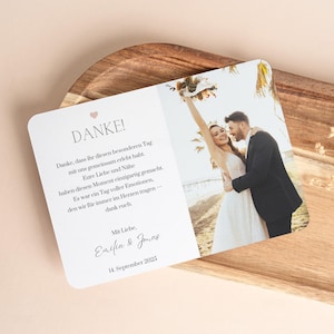 Remerciement pour couple pour mariage, lot de cartes Danke personnalisées pour invités, cartes de remerciement imprimées personnalisées avec photo et message, cadeaux d'invités