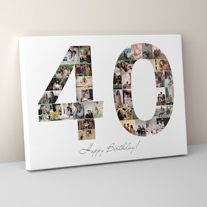 40. Geburtstag Foto Collage Leinwand, Foto Collage Geschenk, 40. Geburtstag Geschenk, Zahlen Foto Collage, 40. Jubiläumsgeschenk, 40. Dekorationen