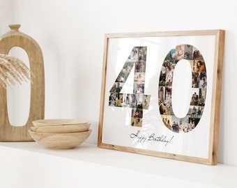 40th Birthday Photo Collage, 40th Birthday Gift For Her, 40th Birthday Gift,  40th Birthday Decorations, 40th Anniversary Gift, Photo Gifts