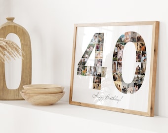 Collage fotografico per il 40° compleanno, regalo per il 40° compleanno per lei, regalo per il 40° compleanno, decorazioni per il 40° compleanno, regalo per il 40° anniversario, regali fotografici