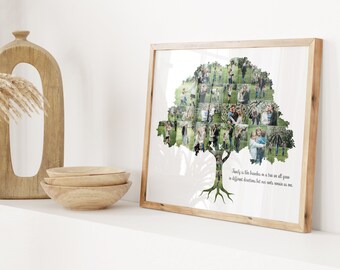 Collage di albero genealogico, foto personalizzata dell'albero genealogico, collage di foto personalizzate dell'albero genealogico, regalo di anniversario per i genitori, regali per i nonni