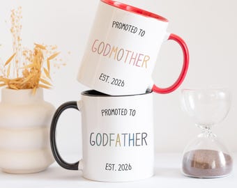 Promoted to Godparents Mug Set - Will You Be My Godparents Proposal Gift EST. 2026