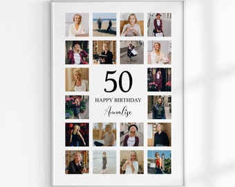 50th Birthday Gift, 50th Birthday Gift For Women Or Men, 50th Birthday Photo Collage, 50th Birthday Decorations, 50th Anniversary Gift