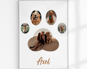Pet Paw Photo Collage, Custom Personalised Pet Dog Paw Gift Print