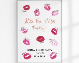 Kiss the Miss Goodbye Digital, Personalised Hen Party Gift, Bride To Be Gift, Hen Do Keepsake, Hen Do Ideas, Bachelorette Party, Hen Night