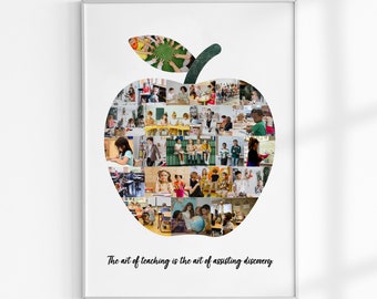 Apple School Photo Collage, Personalized Teacher Appreciation Gift, Gift for Teacher, School Graduation Photo, Apple Photo Collage