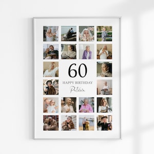 Regalo de 60 cumpleaños, regalo de 60 cumpleaños para mujer o hombre, regalo de 60 aniversario, decoraciones de 60 cumpleaños, regalo de collage de fotos de 60 cumpleaños