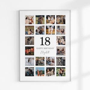 Regalo per il 18° compleanno, collage fotografico per il 18° compleanno, collage fotografico con numeri, regalo collage fotografico, regalo per ragazza o ragazzo, decorazioni per il 18° compleanno