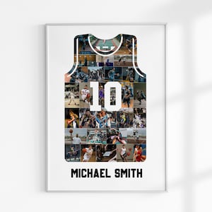 Collage fotografico di basket, regalo per la serata di fine anno, collage fotografico sportivo, regalo per la festa di fine anno a tema basket, collage fotografico personalizzato, collage fotografico di compleanno