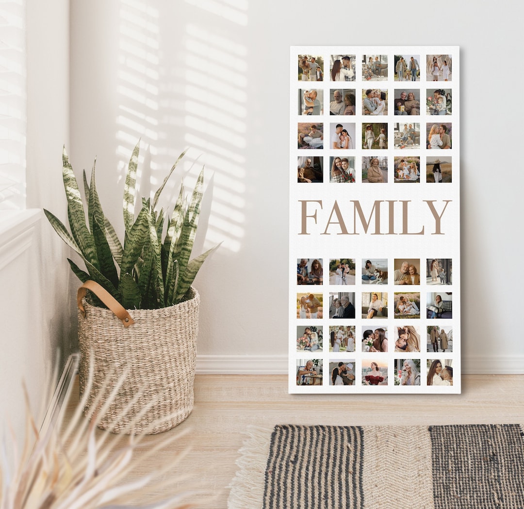 Large Photo Collage Canvas, Family Photo Collage, Gift for Mom or Dad ...