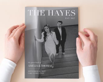 Personalized Wedding Guest Book with Photos, Custom Magazine Style Guestbook, Softcover Wedding Keepsake