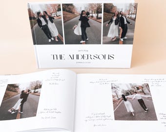 Wedding Guest Book with Printed Photos, Custom Hardcover Guestbook for Reception