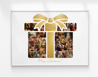 Christmas Gift Box Photo Collage, Christmas Photo Collage, Photo Collage Gift, Birthday Photo Collage