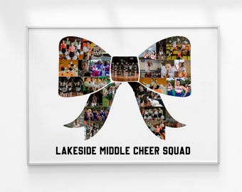Cheer Bow Photo Collage, Personalized Cheerleader Gifts, Senior Night Graduation Gift,  Team Cheer Gifts, Sport Photo Collage, Cheer Gifts