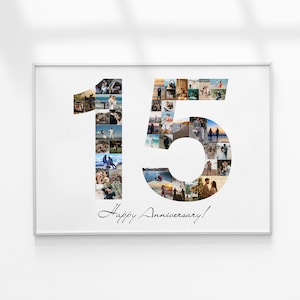 Regalo de 15.º cumpleaños, collage de fotos de 15.º cumpleaños, regalo de collage de fotos, regalo de 15.º aniversario, collage de fotos con números