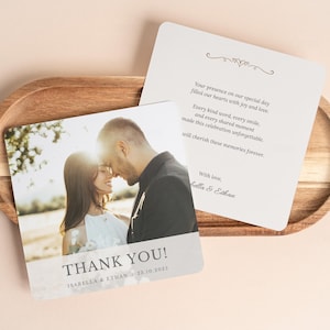 Personalisierte Hochzeits-Dankeskarten mit Namen, Foto und Nachricht, individuell gedruckte Hochzeitskarten für Gäste, minimalistische moderne Dankeskarte