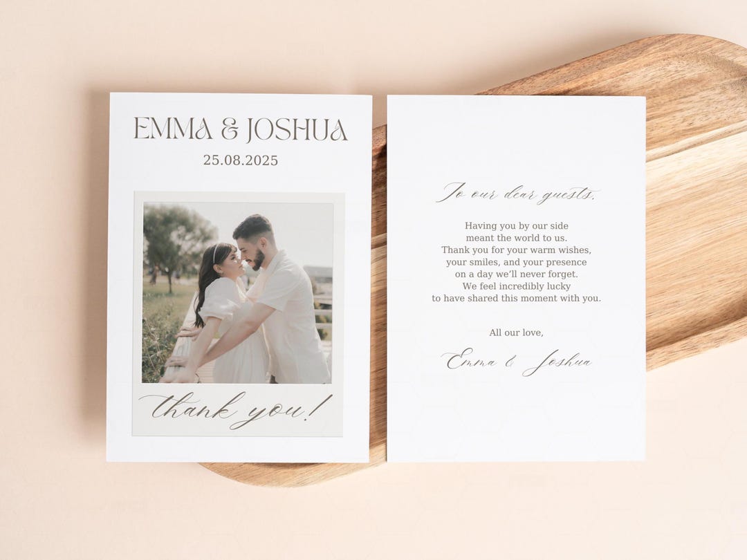 Custom Wedding Thank You Cards With Photo, Printed Thank You Cards for ...