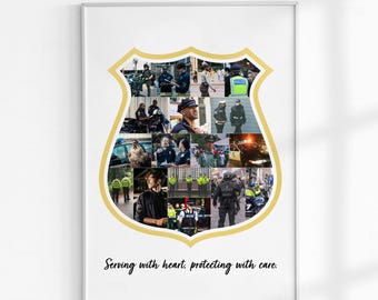 Police Photo Collage Gift, Personalized Police Officer Gift, Law Enforcement Retirement Party, Police Retirement Decor, Custom Photo Collage