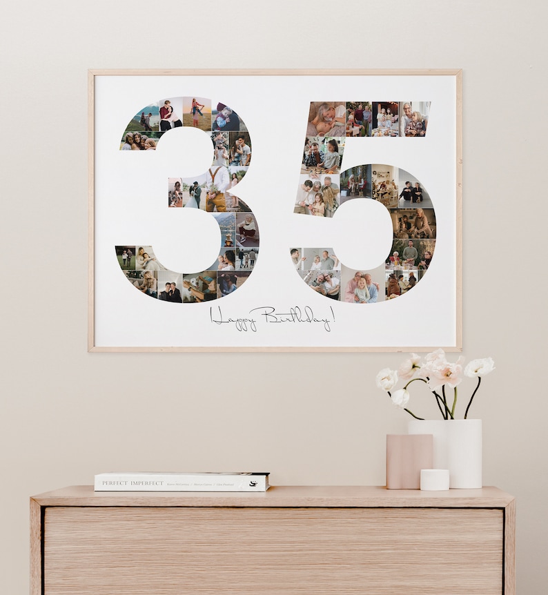 35th Birthday Photo Collage, Number Photo Collage, 35th Birthday Gift ...