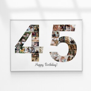 45th Birthday Photo Collage, Number Photo Collage, 45th Birthday Gift, Photo Collage Gift