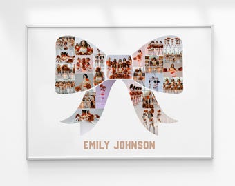 Personalized Cheerleader Gifts, Senior Night Graduation Gift, Cheer Bow Photo Collage, Team Cheer Gifts, Sport Photo Collage, Custom Collage