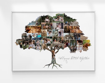 Collage dell'albero genealogico, foto dell'albero genealogico personalizzato, collage fotografico dell'albero genealogico personalizzato