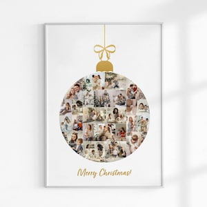 Collage fotografico di decorazioni natalizie, collage fotografico di compleanno, regalo fotografico di famiglia personalizzato, collage fotografico personalizzato, pallina regalo di famiglia per le feste