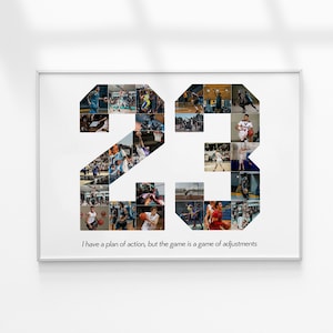 Collage di foto di basket, regalo per la serata di fine anno, collage di foto sportive, regalo per la festa di fine anno a tema basket, collage di foto di compleanno, collage di foto con numeri
