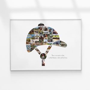 Collage di caschi da equitazione, regalo per amanti dei cavalli, regalo personalizzato a tema cavallo, regalo a tema cavallo per bambina, collage di foto personalizzato, collage di foto di compleanno