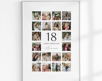 18th Birthday Gift For Daughter, Birthday Photo Collage, 18th Birthday Party Decoration, Personalized 18th Birthday Girl Gift