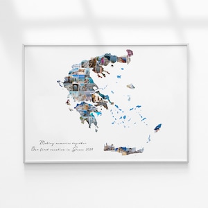 Greece Map Photo Collage Gift, Any Country Photo Collage, Personalized Greece Travel Vacation Souvenir Gift, Travel Gifts, Travel Surprise