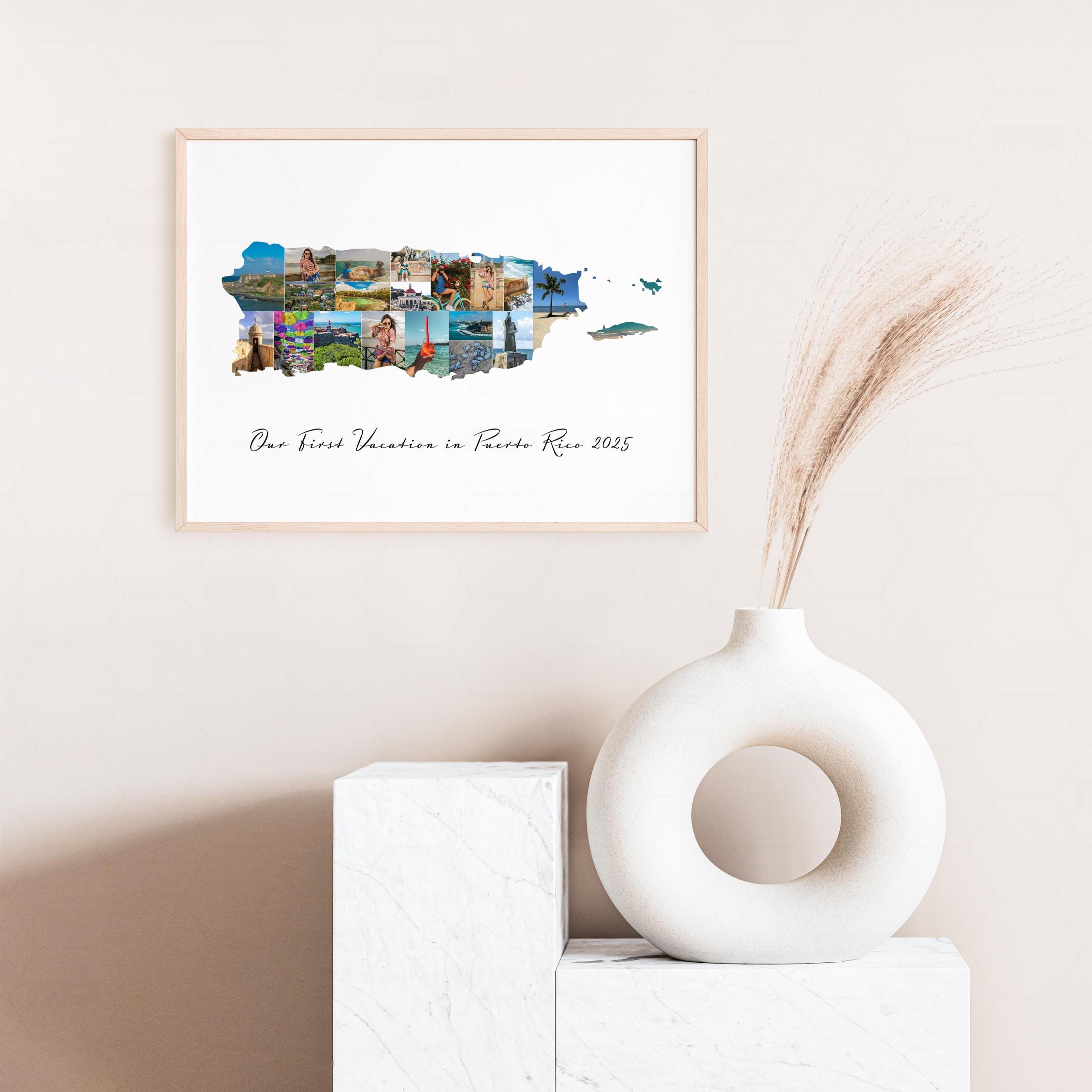 Puerto Rico Map Personalized Photo Collage, Custom Travel Poster ...