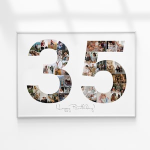35th Birthday Photo Collage, Number Photo Collage, 35th Birthday Gift, Photo Collage Gift