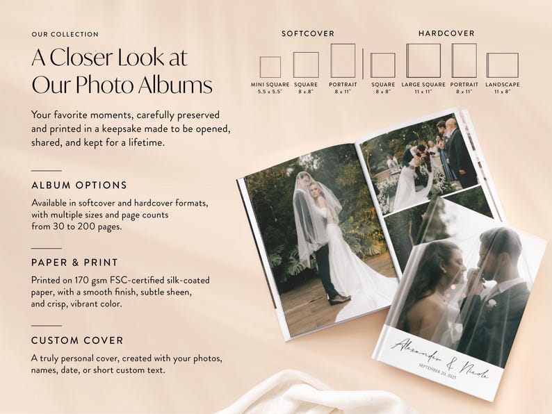 Álbum de Fotos de Casamento Personalizado 8x11 – Lembrança de Casamento com Foto na Capa – Álbum de Casamento Personalizado – Livro de Fotos Impresso para Casais imagem 7