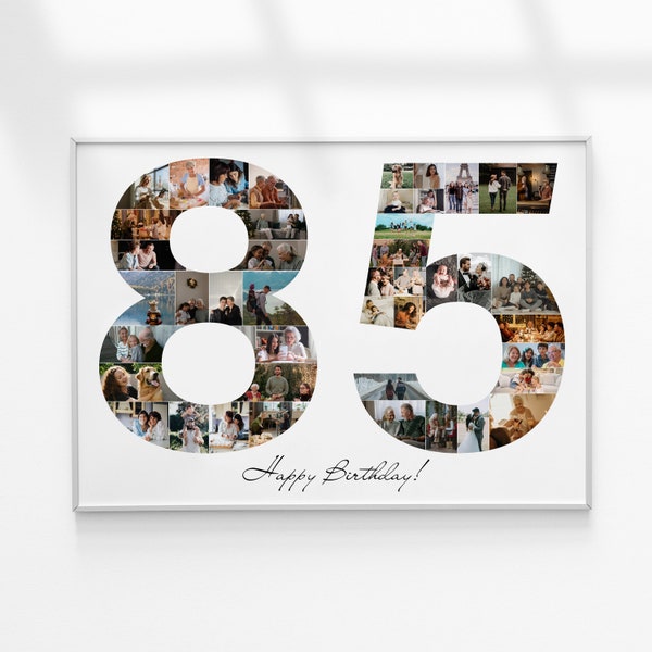 85e anniversaire Photo Collage, nombre Photo Collage, 85e anniversaire cadeau, Photo Collage cadeau