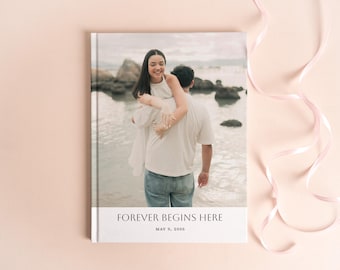 Personalized Engagement Photo Book 8x11 – Proposal Keepsake With Photo on Cover – Custom Photo Album for Couples Printed