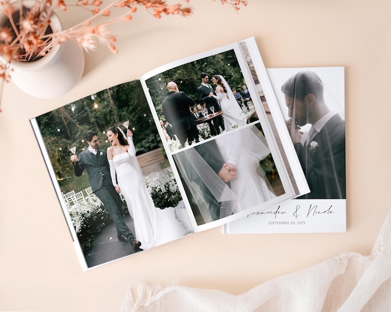 Álbum de Fotos de Casamento Personalizado 8x11 – Lembrança de Casamento com Foto na Capa – Álbum de Casamento Personalizado – Livro de Fotos Impresso para Casais imagem 2