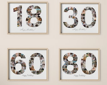 任意の数字の写真コラージュ、18歳の誕生日プレゼント、30歳の誕生日プレゼント、40歳の誕生日写真コラージュ、数字の写真コラージュ、写真コラージュギフト