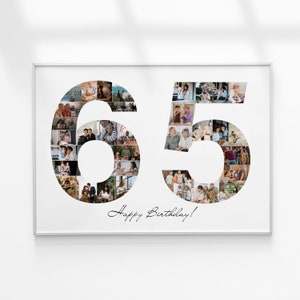 65 Jahre Geburtstag Foto Collage, Zahlen Foto Collage, 65 Jahre Geburtstag Geschenk, Foto Collage Geschenk