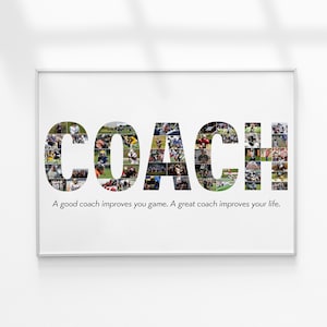 Coach Photo Collage, Personalized Coach Gift, Football Coach Thank You Gift, Senior Night Photo Collage, Basketball Coach Gift From Seniors
