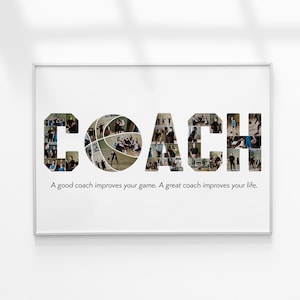 Coach Photo Collage, Basketball Coach Gift, Photo Collage Gift, Basketball Photo Collage, Senior Night Gift, Sport Photo Collage