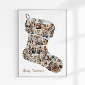 Collage de fotos con calcetines navideños, collage de fotos de cumpleaños, regalo familiar de Navidad personalizado, collage de fotos personalizado, regalos de Navidad para abuelos