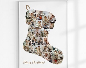 Weihnachtssocken-Fotocollage, Geburtstags-Fotocollage, personalisiertes Weihnachtsfamiliengeschenk, benutzerdefinierte Fotocollage, Großeltern-Weihnachtsgeschenke